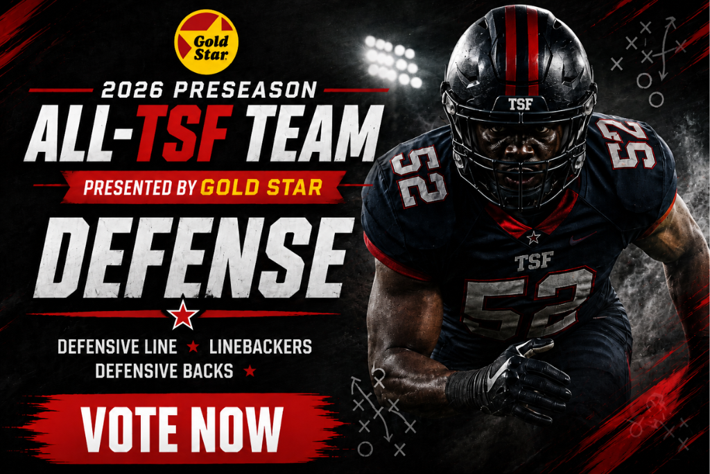 Vote for the defensive nominees for the 2026 Preseason All-TSF Team presented by Gold Star, including defensive linemen, linebackers, defensive backs and athletes.