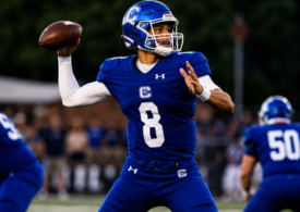 Covington Catholic quarterback Dylan Courtney prepares to throw during the 2026 season.