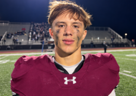 Lebanon senior running back Logan Schmenk after scoring four rushing touchdowns in a 49-7 win over Walnut Hills.